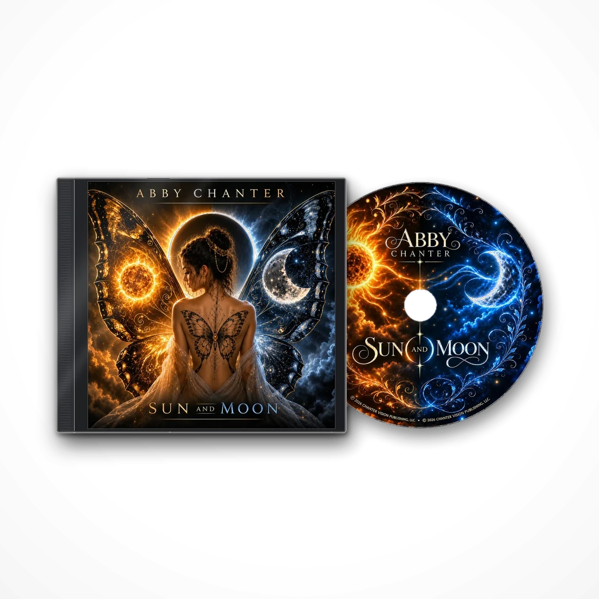 Sun And Moon CD by Abby Chanter, in its jewel case with the printed disc